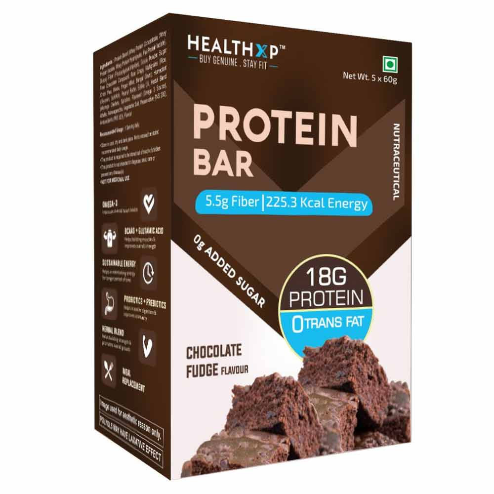 1 - HealthXP Protein Bars (18g Protein),  6 bar(s)  Chocolate Fudge 