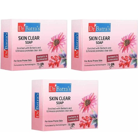 Dr Batra's Skin Clear Acne Care Soap,  75 g  Berberis & Echinacea (Pack of 3) 
