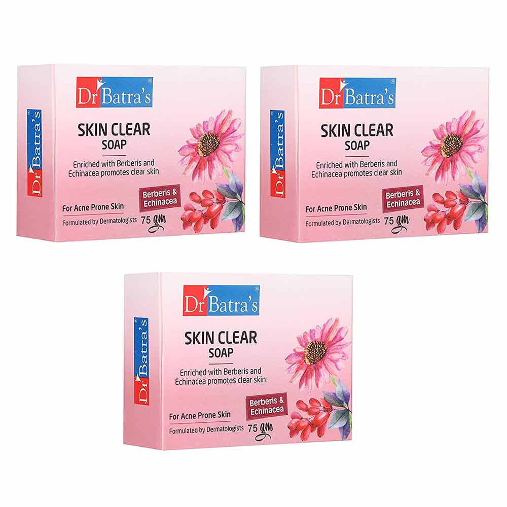 Dr Batra's Skin Clear Acne Care Soap,  75 g  Berberis & Echinacea (Pack of 3) 