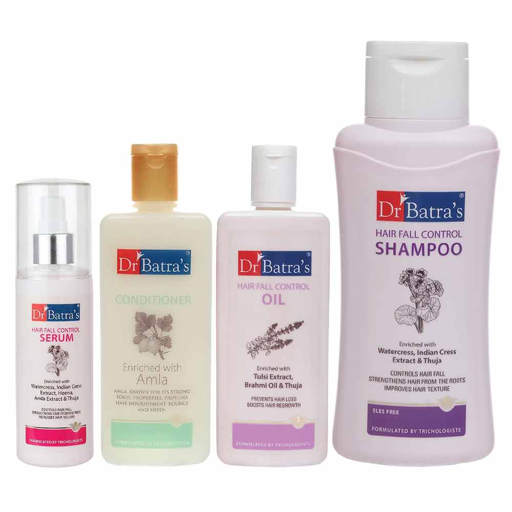 Dr Batra's Hair Fall Control Serum-125 ml, Shampoo - 500 ml, Conditioner - 200 ml, Hair Oil- 200 ml Combo,  4 Piece(s)/Pack  Hair Fall Control 