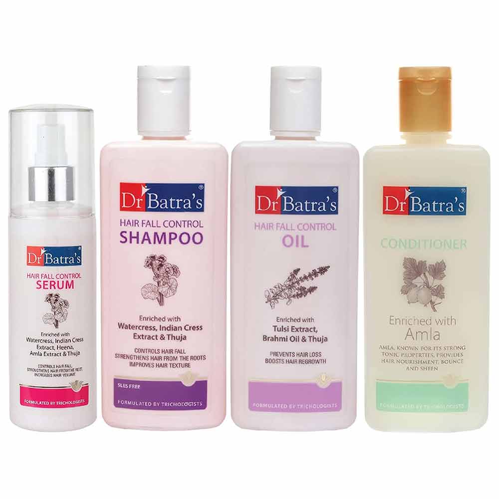 Dr Batra's Hair Fall Control Serum-125 ml, Conditioner - 200 ml, Hair Oil- 200 ml & Shampoo - 200 ml Combo,  4 Piece(s)/Pack  Hair Fall Control 