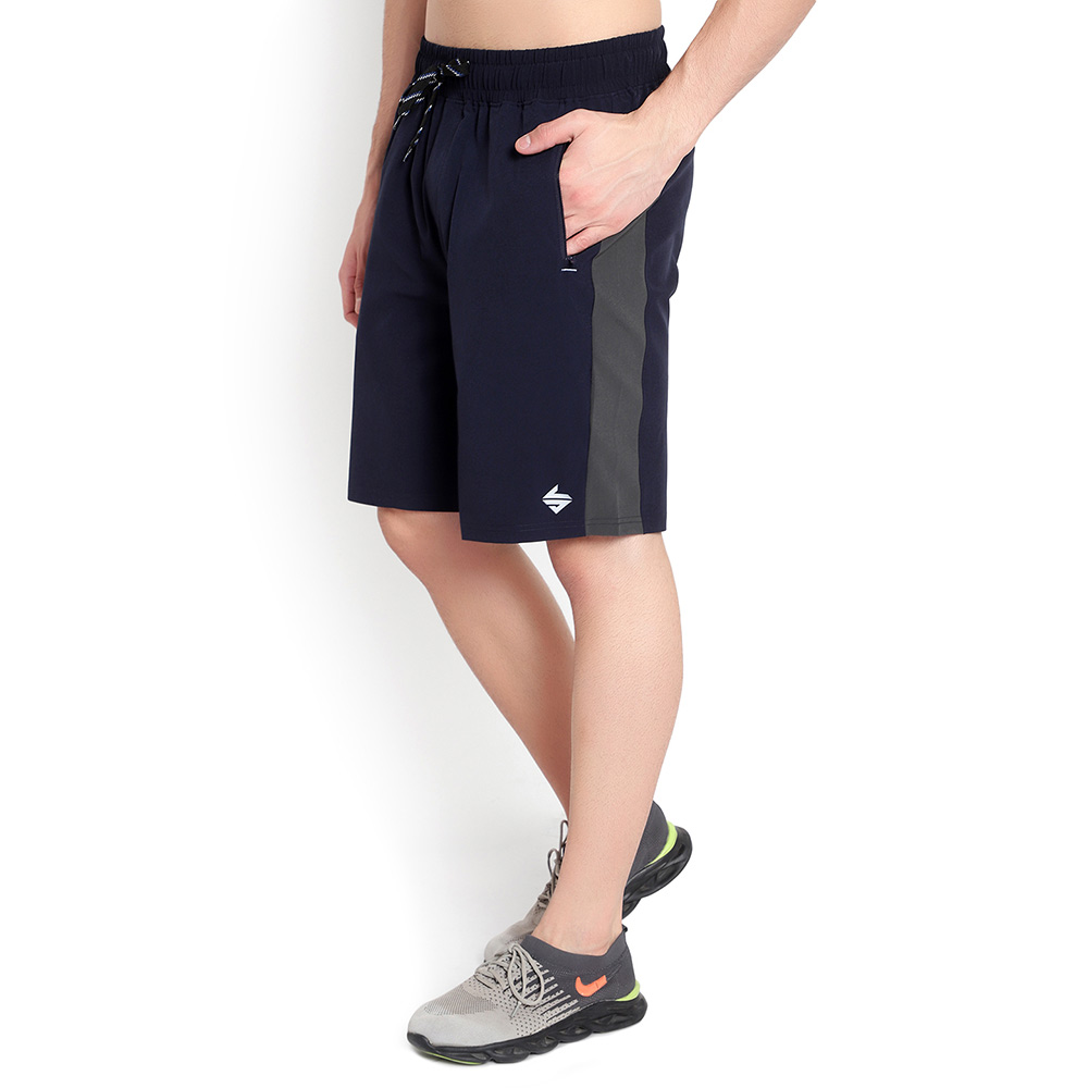 1 - John Ally Dry-Fit Gym Workout Shorts with Zipper Pockets,  Medium  Midnight Blue 