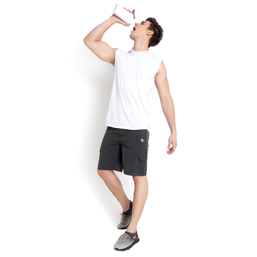 6 - John Ally Dry-Fit Gym Workout Shorts with Zipper Pockets & Cargo Deep Pockets,  Medium  Gunmetal Grey 