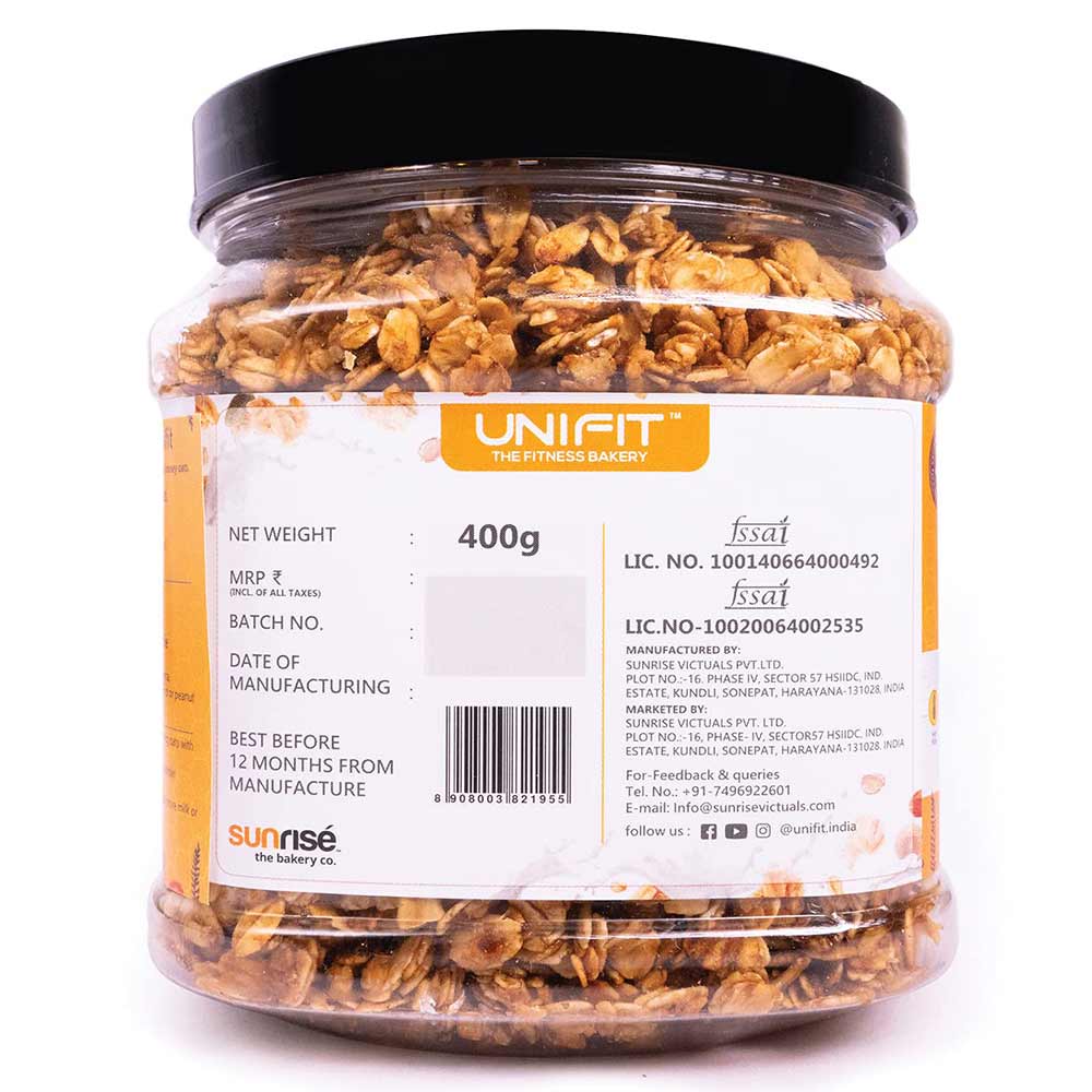4 - UNIFIT Honey Rolled Oats,  400 g  Unflavoured 