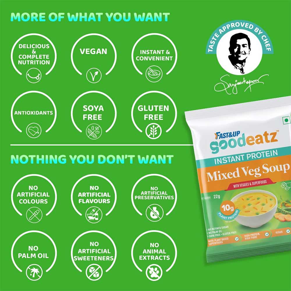 5 - Fast & Up GoodEatz Mixed Veg Soup,  22 g  Unflavoured 
