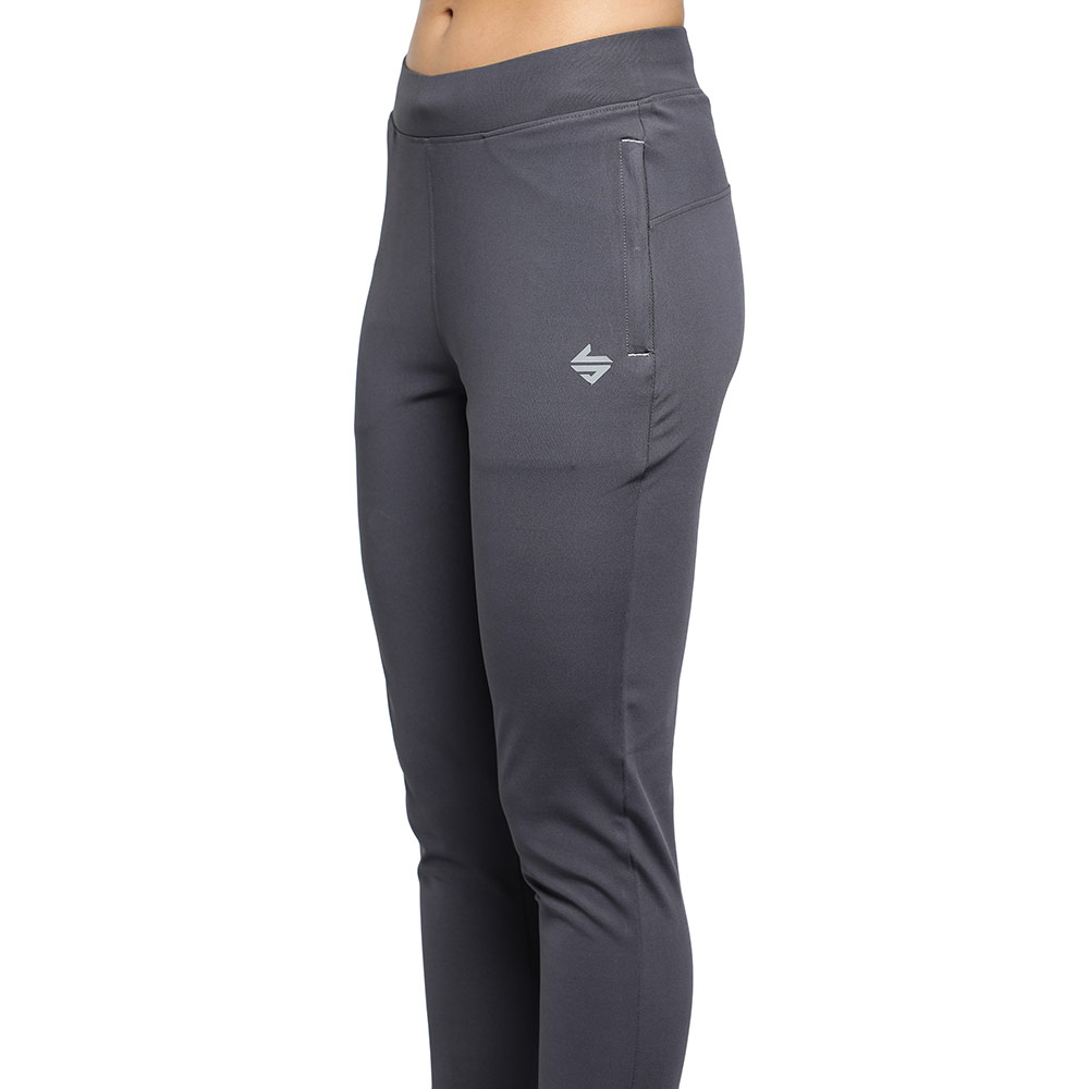 5 - John Ally Women's Gym Zipper Track Pant with Sweat Wicking,  Gunmetal Grey  Large 