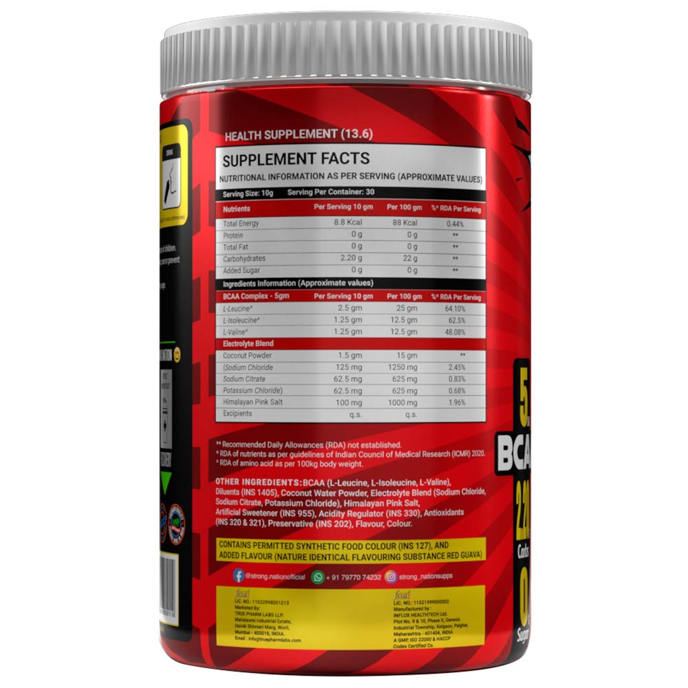 2 - Strong Nation Supps Fresh Aminos,  0.66 lb  30 Servings  Red Guava 