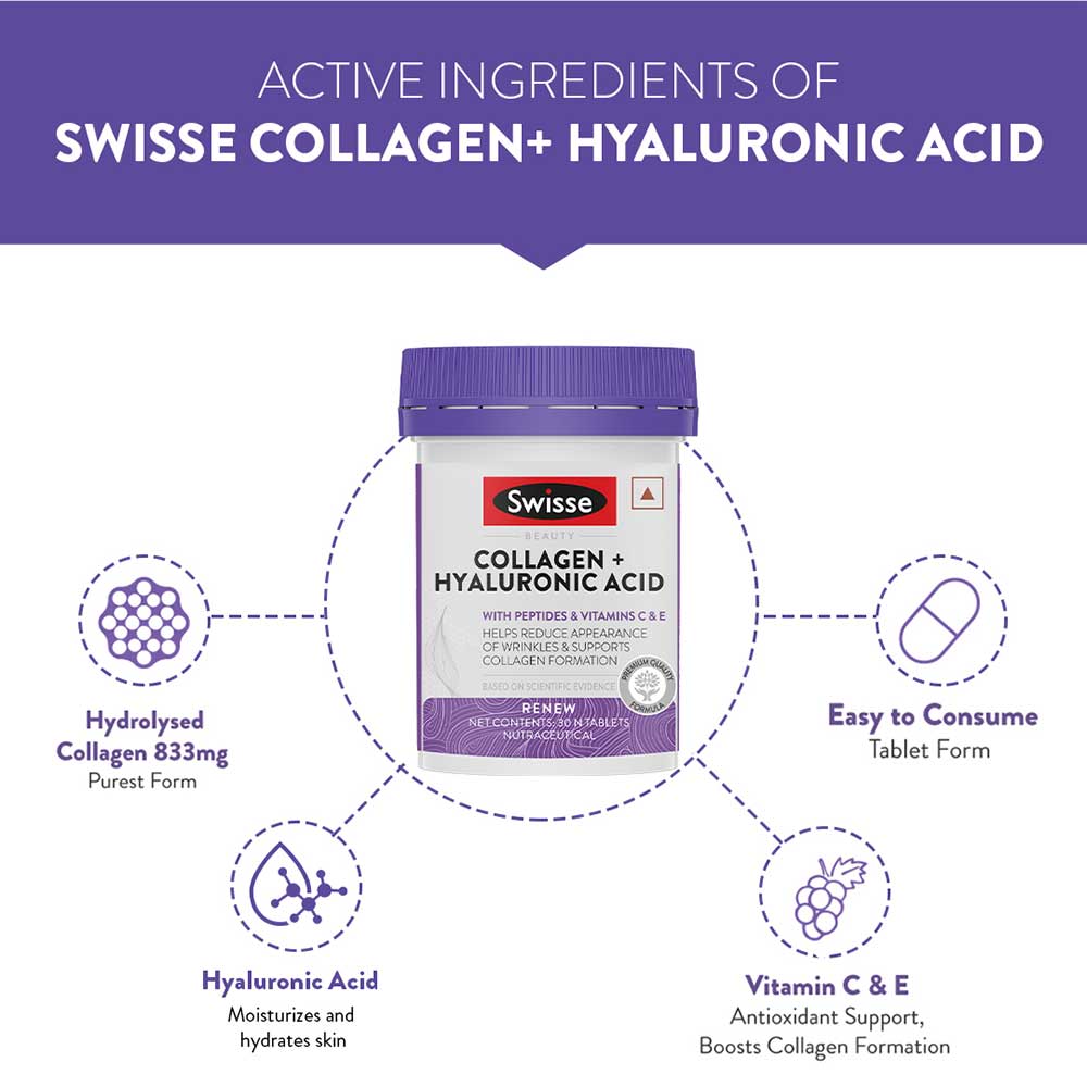 5 - Swisse Beauty Collagen + Hyaluronic Acid,  30 tablet(s)  Unflavoured 