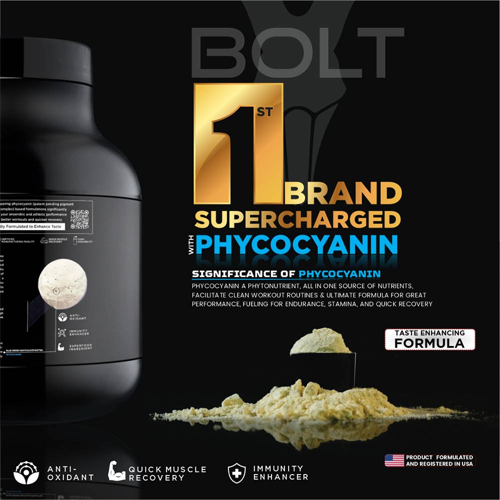4 - Bolt Whey Protein Super-Charged With Phycocyanin,  2 lb  Alphonso Mangoza 