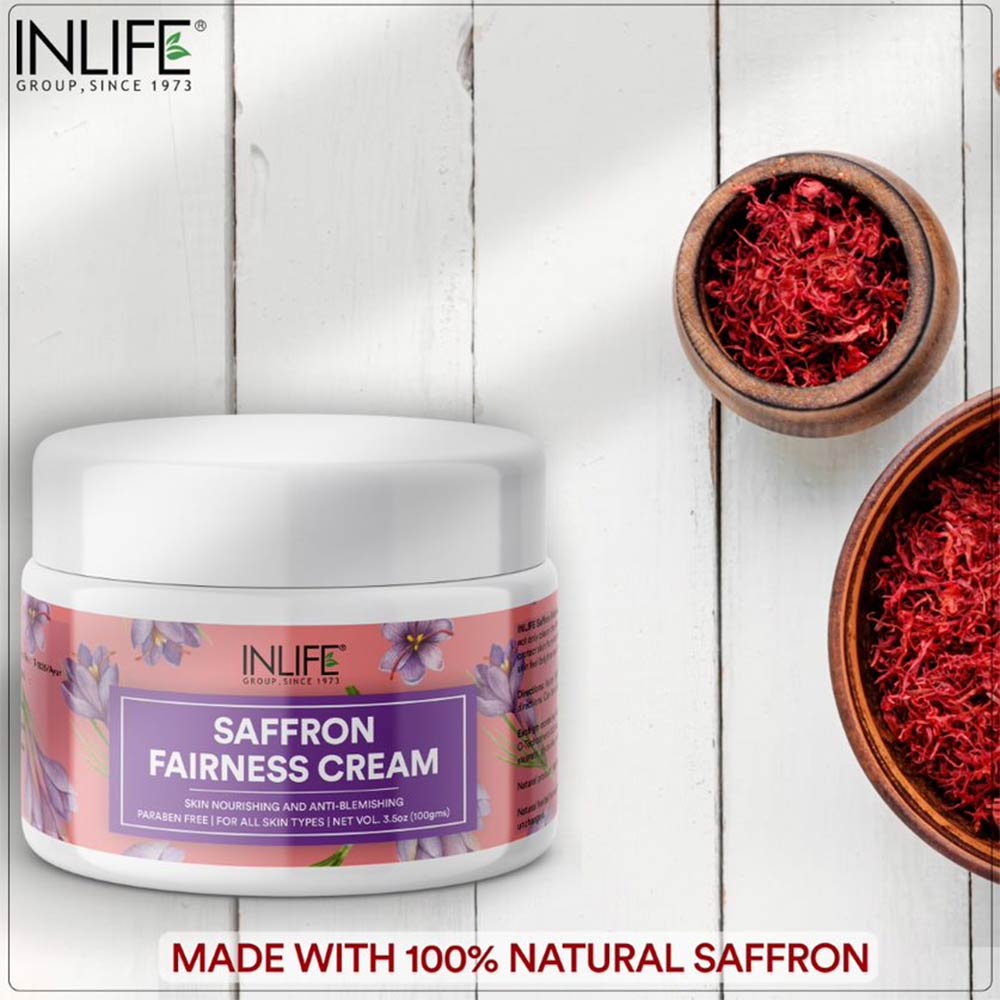 6 - INLIFE Saffron Fairness Cream,  100 g  for All Skin Types 