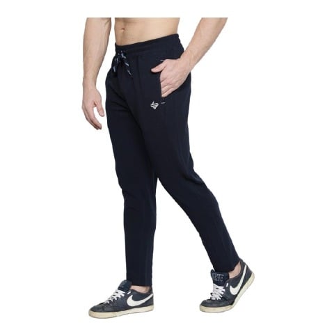1 - John Ally Gymwear Trackpant for Men with Zipper Pockets & Dryfit Fabric,  Midnight Blue  XL 