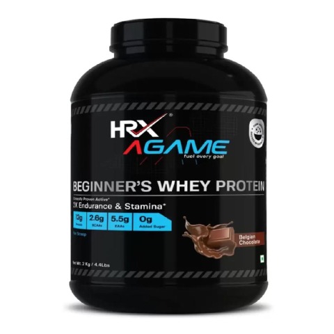 1 - HRX AGame Beginner's Whey Protein, 4.4 lb Belgian Chocolate