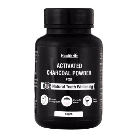 Healthvit Activated Charcoal Powder for Teeth,  200 g  Natural Teeth Whitening 