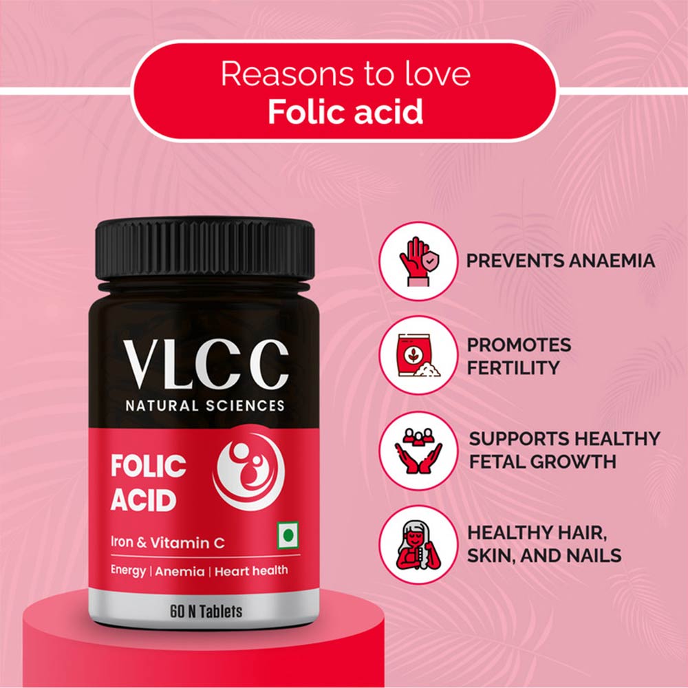 4 - VLCC Natural Sciences Folic Acid with Iron & Vitamin C,  Unflavoured (Pack of 3)  60 tablet(s) 