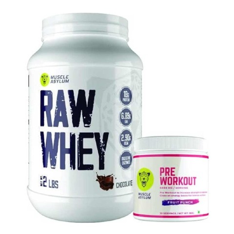 1 - Muscle Asylum Raw Whey & Creatine Monohydrate Combo, 2 Piece(s)/Pack Chocolate & Fruit Punch