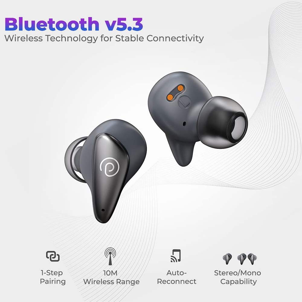 4 - Ptron Bassbuds Wave ENC TWS,  Grey 