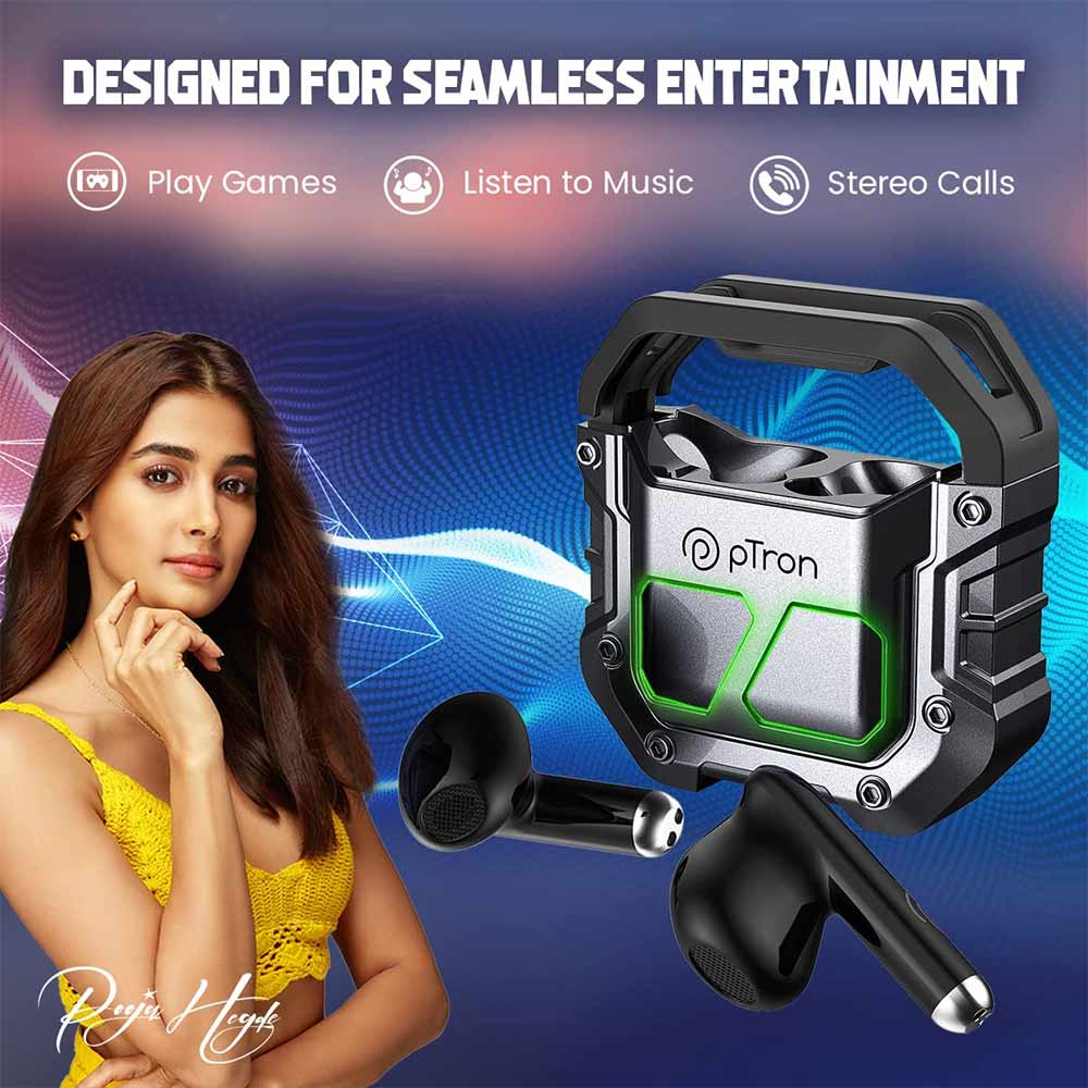 4 - Ptron Bassbuds Xtreme TWS,  Grey & Black 