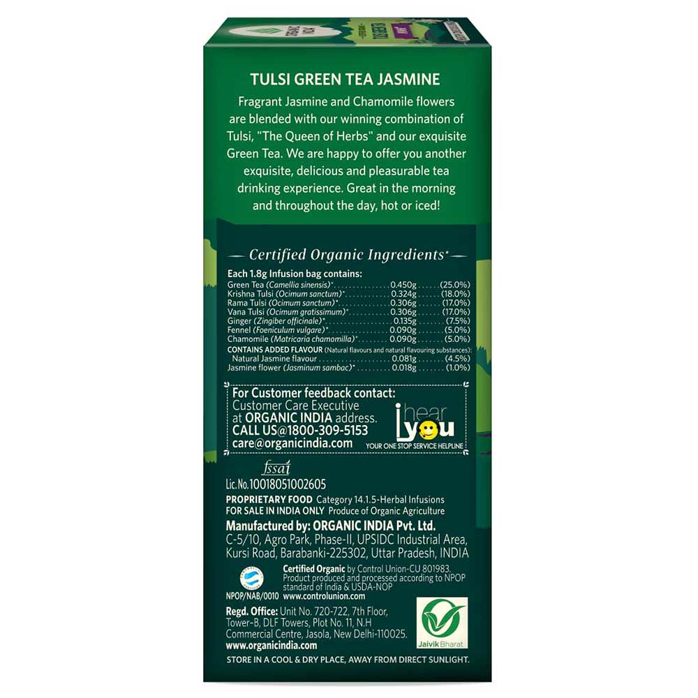 3 - Organic India Tulsi Green Tea,  25 Piece(s)/Pack  Jasmine 