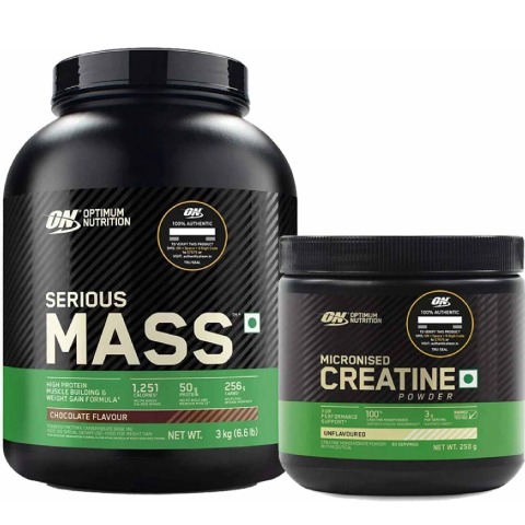 3 - ON (Optimum Nutrition) Serious Mass & Micronized Creatine Powder 0.55 lb Combo,  6.6 lb  Chocolate 