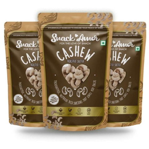 1 - SnackAmor Roasted Salted Cashew,  170 g  Unflavoured (Pack of 3) 