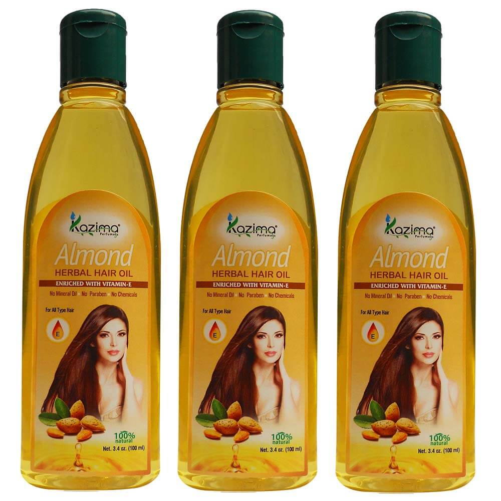 Kazima Almond Herbal Hair Oil,  100 ml  All Hair Type (Pack of 3) 