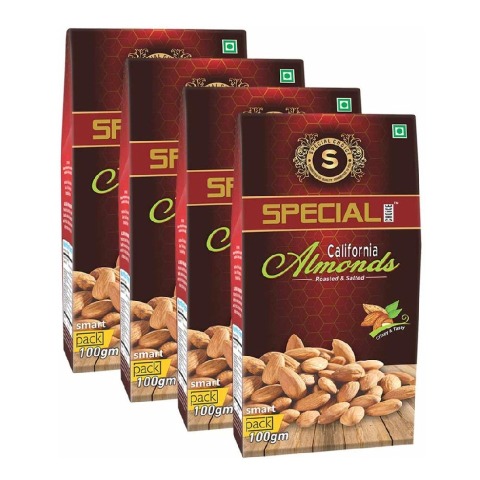 1 - Special Choice California Almonds,  100 g  Roasted & Salted (Pack of 4) 
