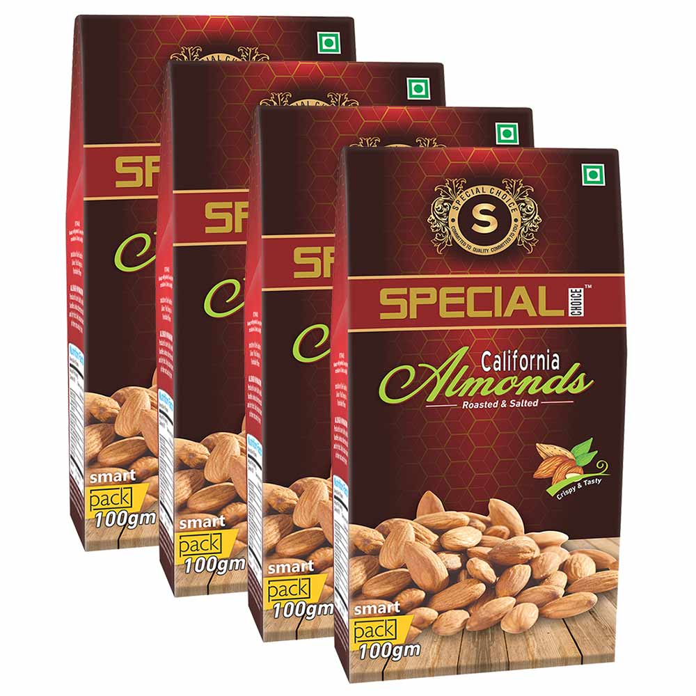 1 - Special Choice California Almonds,  100 g  Roasted & Salted (Pack of 4) 