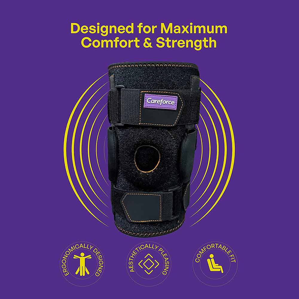 2 - Careforce Hinged Knee Support,  Black  Large-Extra Large 