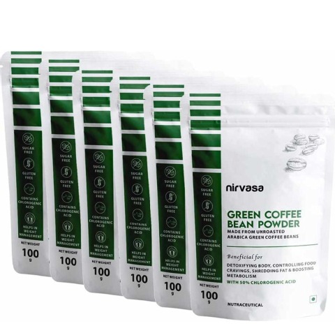 1 - Nirvasa Green Coffee Bean Powder,  100 g  Unroasted (Pack of 6) 