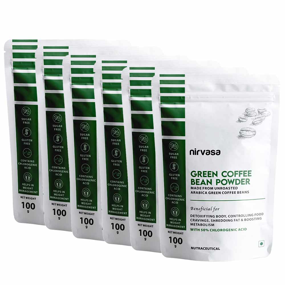 1 - Nirvasa Green Coffee Bean Powder,  100 g  Unroasted (Pack of 6) 