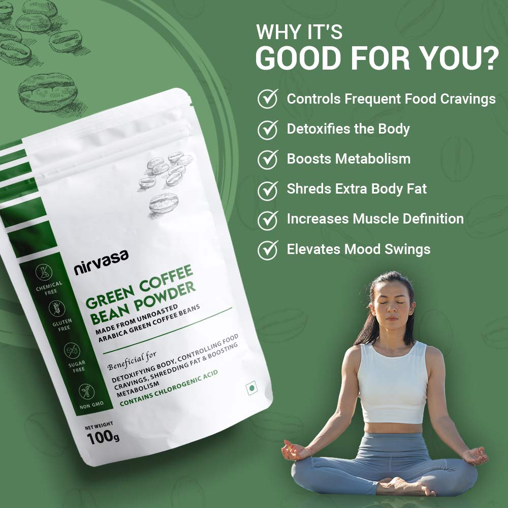4 - Nirvasa Green Coffee Bean Powder,  100 g  Unroasted (Pack of 6) 