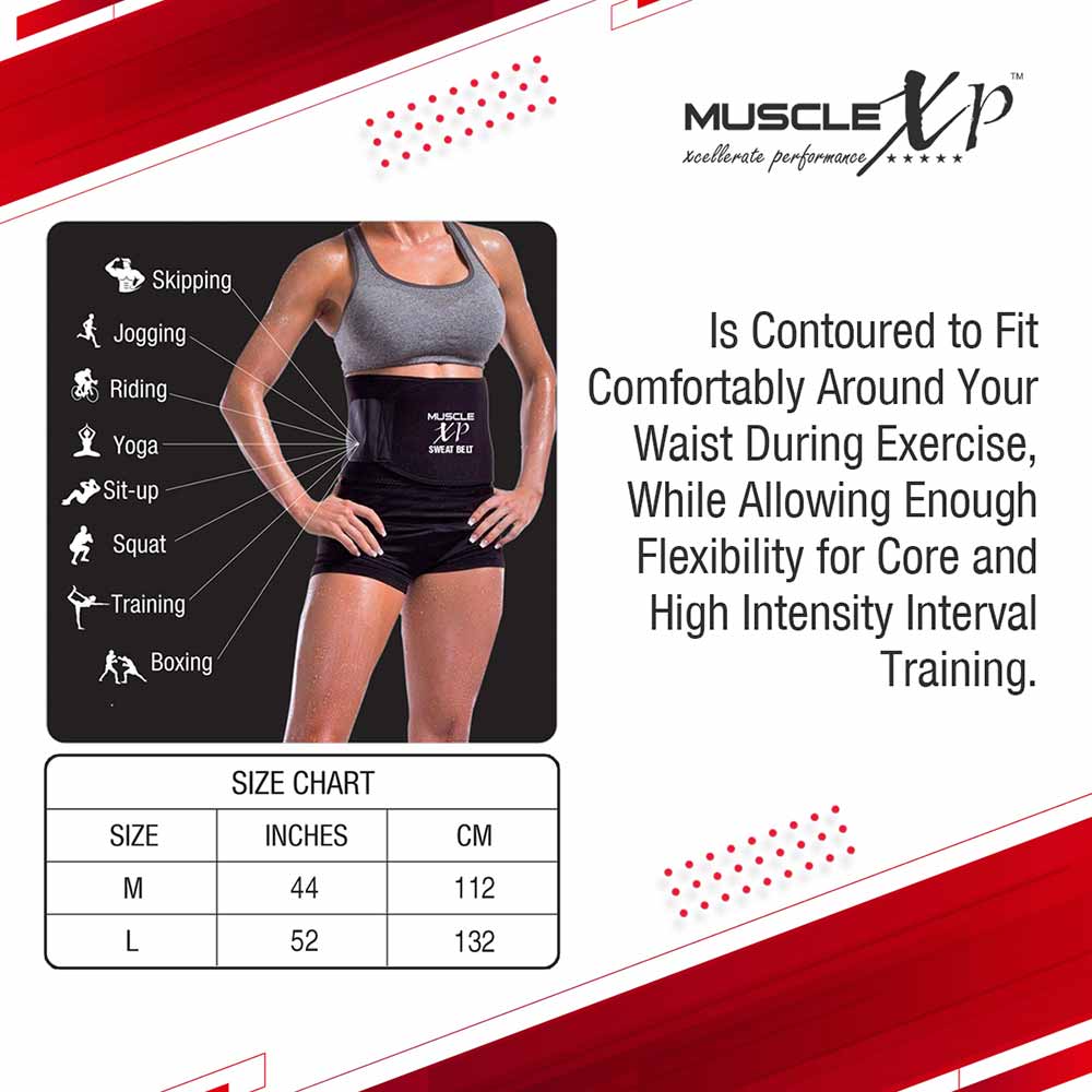 2 - MuscleXP Sweat Belt,  Black  46 inches 
