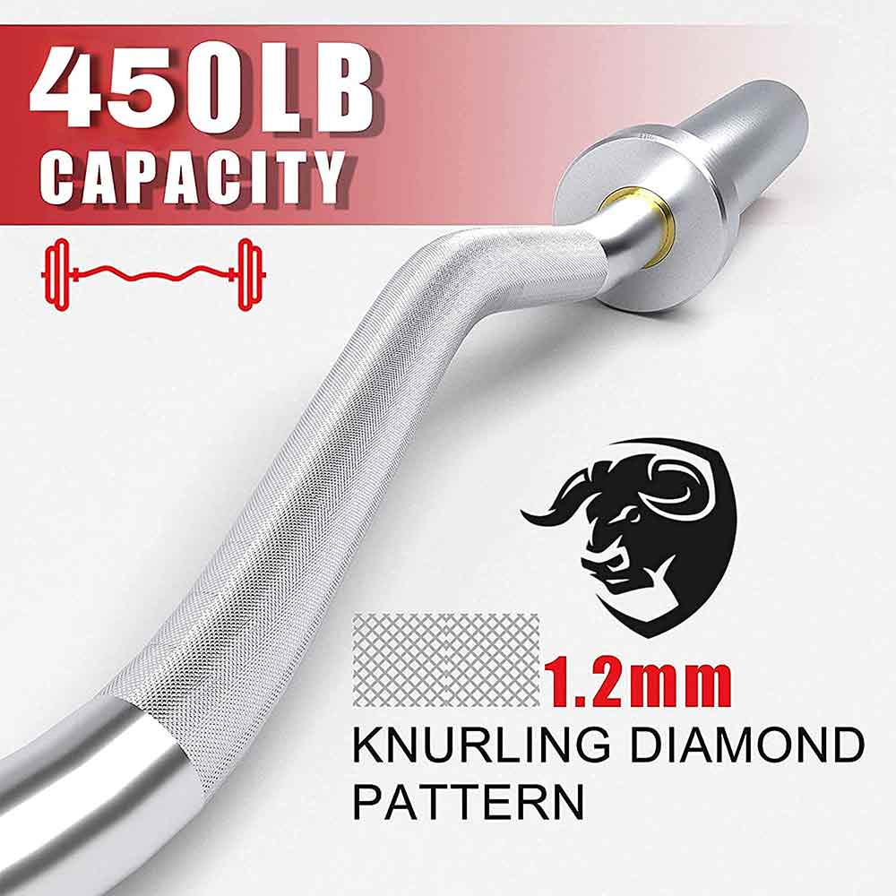 6 - BULLAR 4 Feet Olympic Barbell Rod,  Silver (Clamp Lock) 