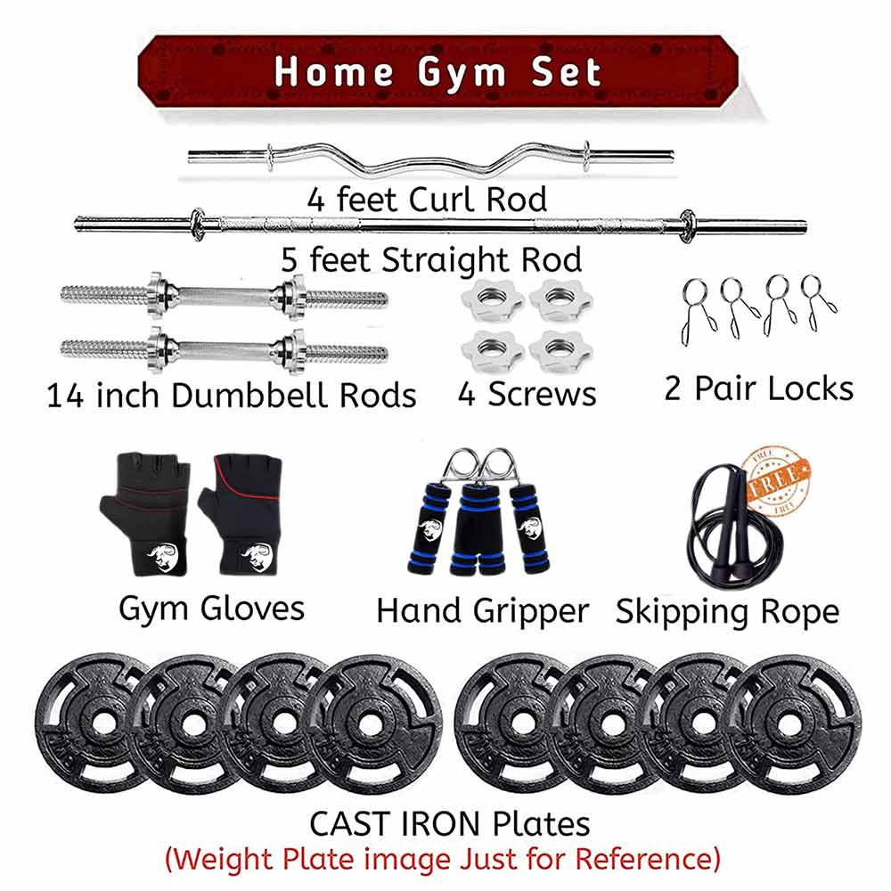 2 - BULLAR 70 kg Cast Iron Home Gym Set
