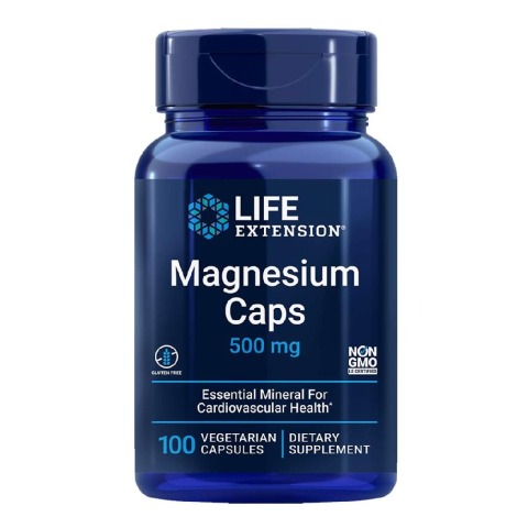 Life Extension Magnesium Caps (500mg), Unflavoured 100 veggie capsule(s)