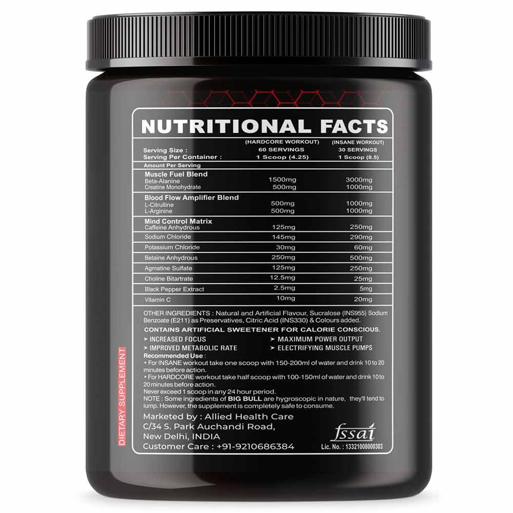 4 - Big Bull Pre Workout,  0.56 lb  Watermelon 