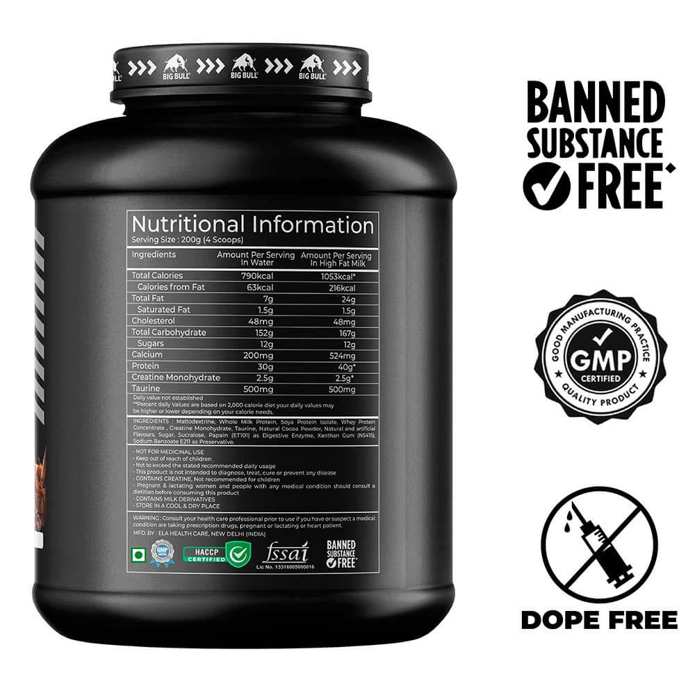 2 - Big Bull Muscle Mass,  6.6 lb  Chocolate Fudge 
