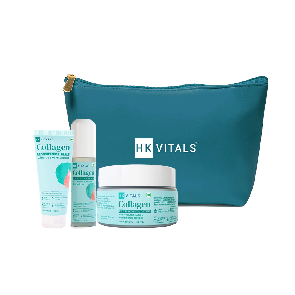 HK Vitals Collagen Face Moisturizer & Face Cleanser & Face Serum & Pouch Combo by HealthKart