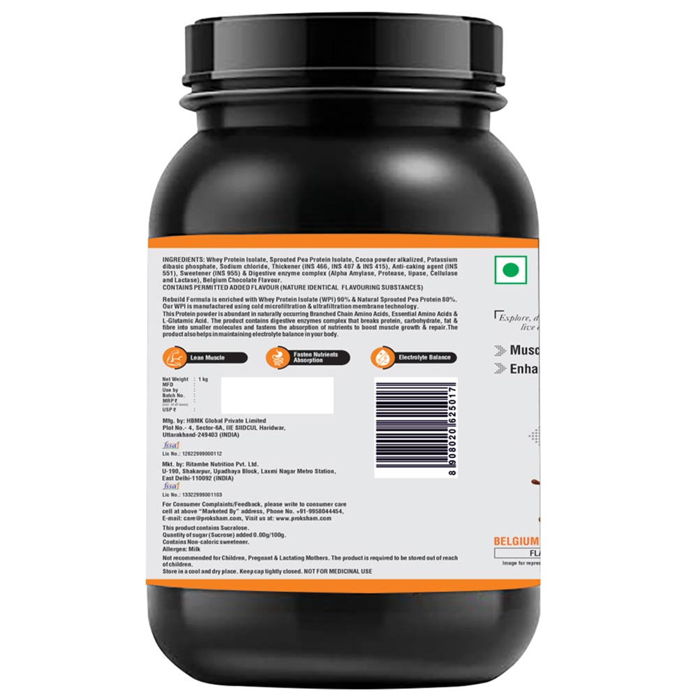 2 - Proksham Rebuild Whey Protein,  2.2 lb  Belgium Chocolate 