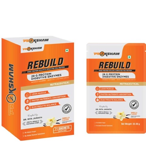 1 - Proksham Rebuild Whey Protein,  7 sachets/pack  Vanilla 