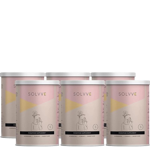 1 - Solvve PCOS PCOD Supplement,  15 sachets/pack  Orange (Pack of 6) 