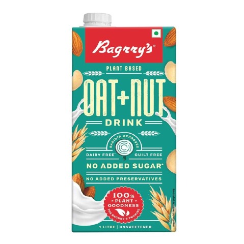 1 - Bagrrys Plant Based Oat and Nut Drink, Natural 1 L