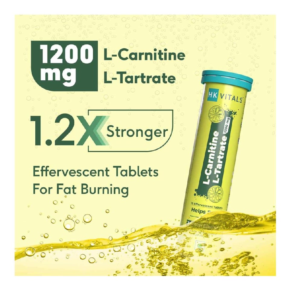 hk l carnitine HK Vitals L-Carnitine Effervescent 1200 mg, 15 Tablets Lemon