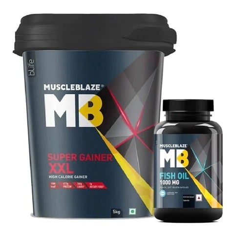 MuscleBlaze Super Gainer XXL 5kg & Fish Oil 60 softgels Combo
