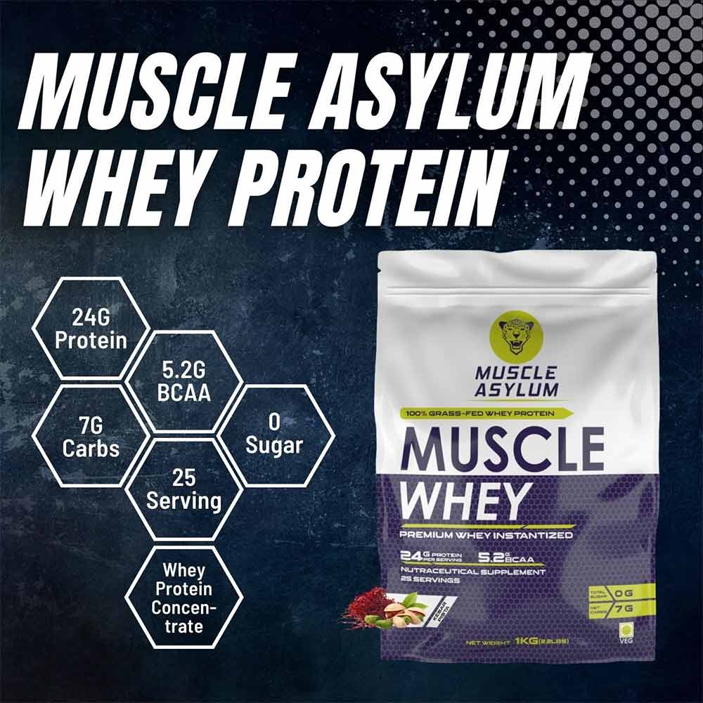 3 - Muscle Asylum Muscle Whey Protein Powder,  2.2 lb  Kesar Pista 