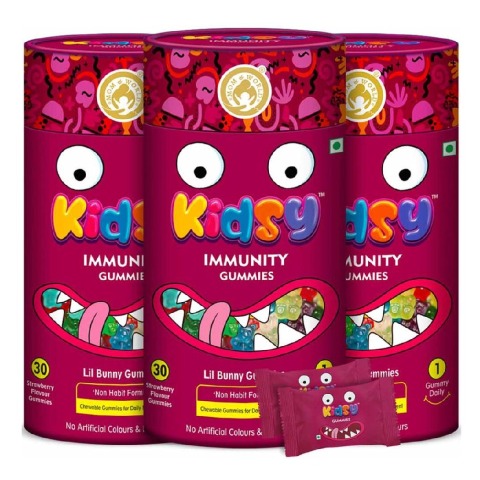 1 - Mom & World Kidsy Immunity, 30 gummies Strawberry (Pack of 3)