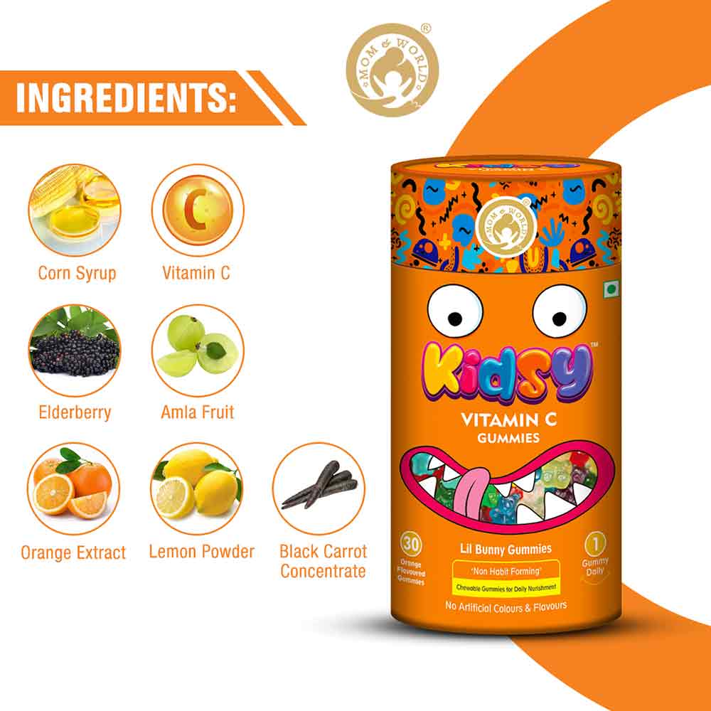 5 - Mom & World Kidsy Vitamin C,  30 gummies  Orange 