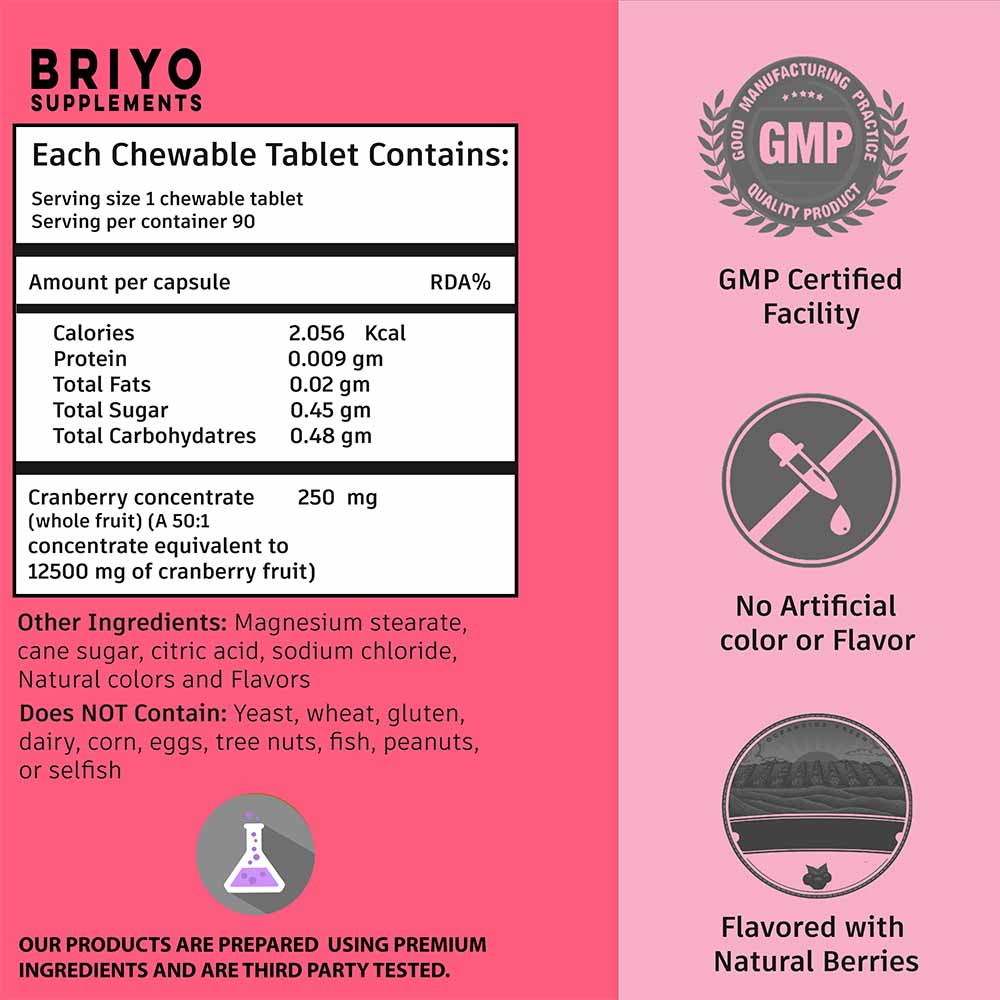 4 - Briyo Cranberry Concentrate,  90 chewable tablet(s) 