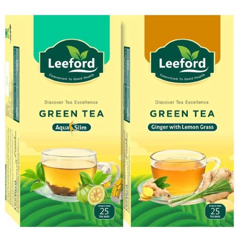 1 - Leeford Green Tea Combo Pack, 2 Piece(s)/Pack Aqua Slim & Ginger with Lemon Grass