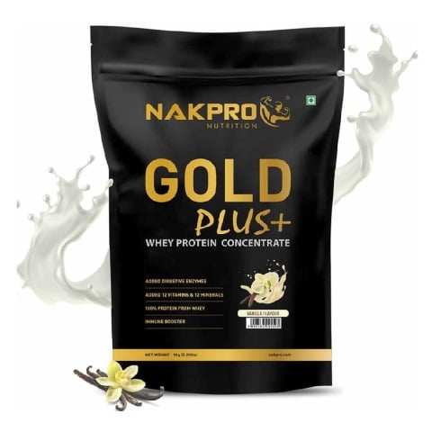1 - Nakpro Gold Plus+ Whey Protein Concentrate,  2.2 lb  Vanilla 